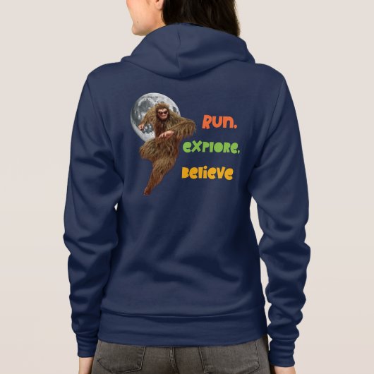 Hardloop Sasquatch Avontuur Geloof Ontwerp Hoodie (Achterkant)