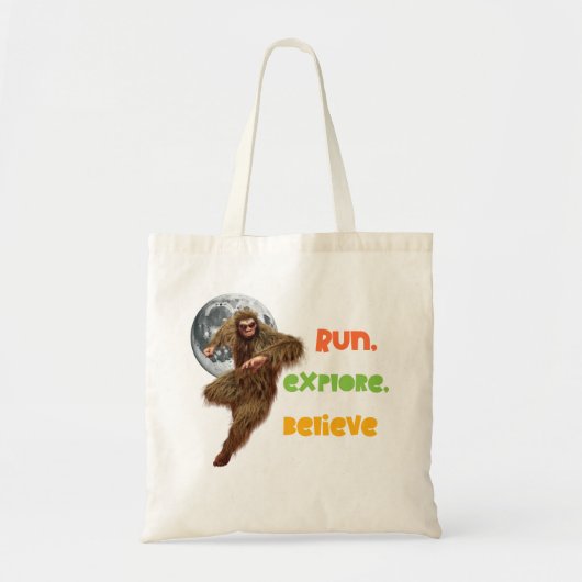 Hardloop Sasquatch Avontuur Geloof Ontwerp Tote Bag (Voorkant)
