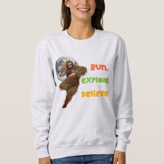 Hardloop Sasquatch Avontuur Geloof Ontwerp Trui (Voorkant)