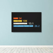 Hardloopafstanden I - 5K 10K 13.1 26.2 Marathoner Canvas Afdruk (Insitu (Houten vloer))