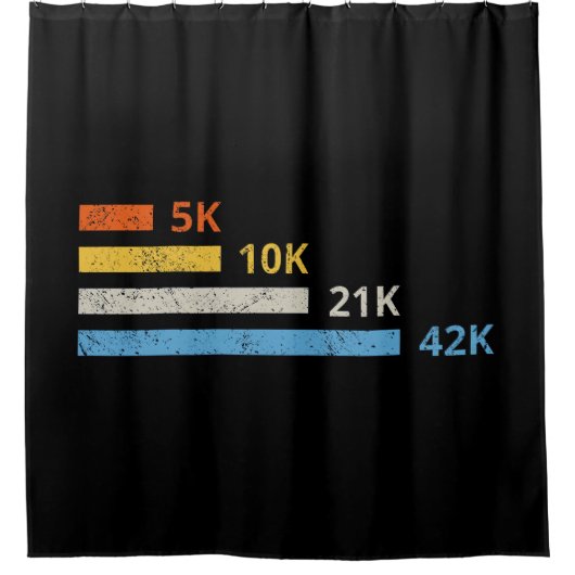 Hardloopafstanden II - 5K 10K 21K 42K Marathoner Douchegordijn (Voorkant)