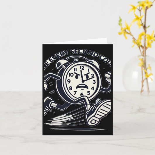 Hardloopklok maakt elke seconde tellen Sticker Kaart (Gele Bloem)