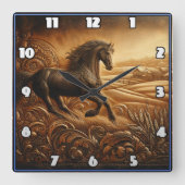 Hardlooppaard in een rustiek landschap bij zonsond vierkante klok (Voorkant)