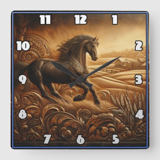 Hardlooppaard in een rustiek landschap bij zonsond vierkante klok (Voorkant)