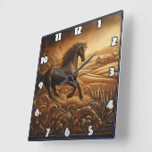 Hardlooppaard in een rustiek landschap bij zonsond vierkante klok (Hoek)