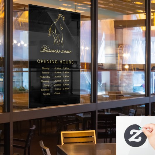 Hardlooppaard in goudkleur raamsticker (Restaurant Raam)