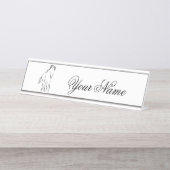 Hardlooppaard in zwarte kleur bureau naambordje (Voorkant)