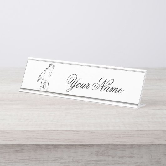 Hardlooppaard in zwarte kleur bureau naambordje (Voorkant)