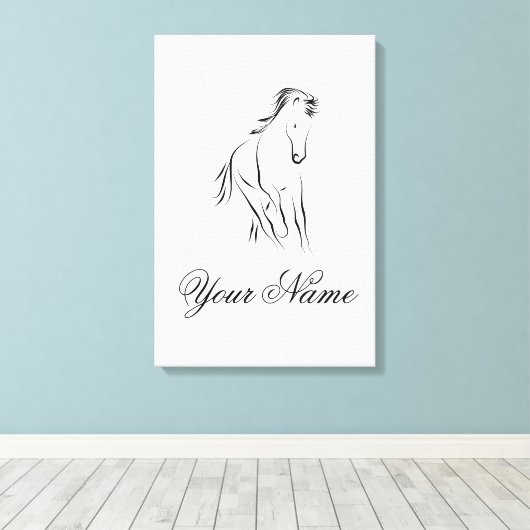 Hardlooppaard in zwarte kleur canvas afdruk (Insitu (Houten vloer))