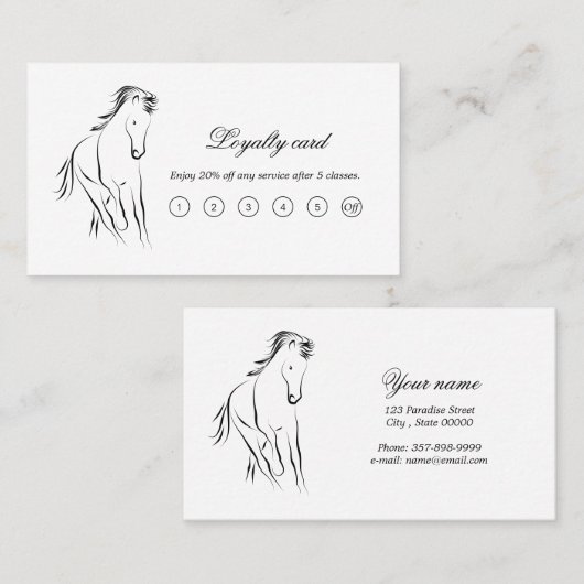 Hardlooppaard in zwarte kleur klantenkaartje (Voorkant / Achterkant)