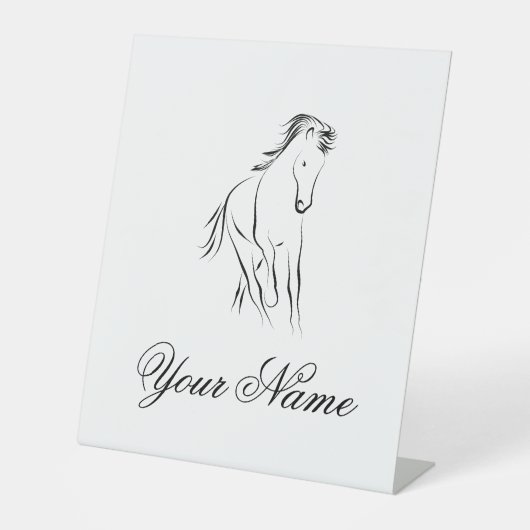 Hardlooppaard in zwarte kleur reclamebord met voetstuk (Voorkant)