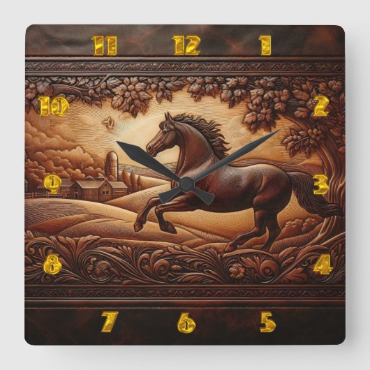 Hardlooppaard op het platteland vierkante klok (Voorkant)