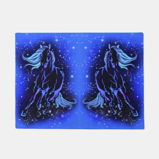 Hardlooppaarden Deurmatten Blauw Sterrenlicht (Voorkant)