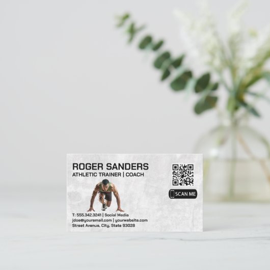 hardloopsprinter | atletiektrainer visitekaartje (Staand voorkant)