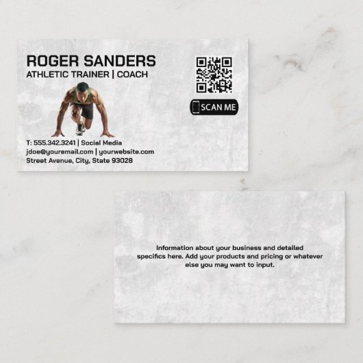 hardloopsprinter | atletiektrainer visitekaartje (Voorkant / Achterkant)