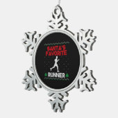 Hardloopster halve marathon lelijk tin sneeuwvlok ornament (Rechts)