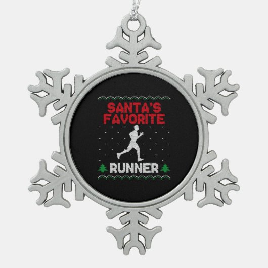 Hardloopster halve marathon lelijk tin sneeuwvlok ornament (Voorkant)