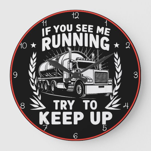 Hardlooptrucker: probeer bij te blijven grote klok (Voorkant)