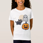 Hardloopzwarte kat spook met pompoen t-shirt (Voorkant)
