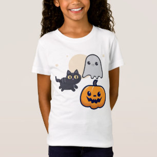 Hardloopzwarte kat spook met pompoen t-shirt