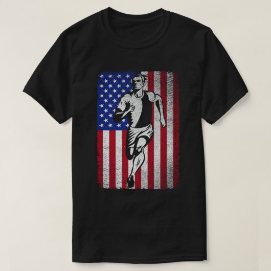 Hardlopen Amerikaanse vlag Marathon Runner en Jogg T-shirt (Design voorkant)