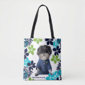 Hardlopen boodschappen voor mijn hond blauw tropis tote bag (Voorkant)