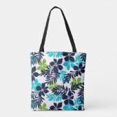 Hardlopen boodschappen voor mijn hond blauw tropis tote bag (Achterkant)