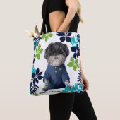 Hardlopen boodschappen voor mijn hond blauw tropis tote bag (Dichtbij)