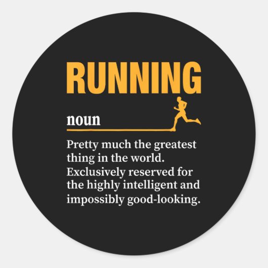 Hardlopen Definitie Humor Marathon Grappige Atleet Ronde Sticker (Voorkant)