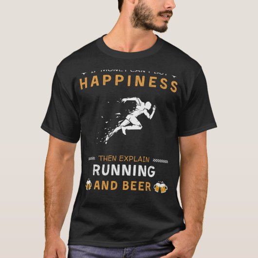 Hardlopen en bier geluk | Grappig Running Lover T T-shirt (Voorkant)