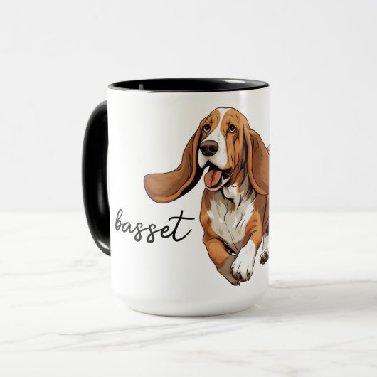 Hardlopen en Speelse Basset Hound Mok (Voorkant links)