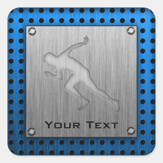 Hardlopen; Geborsteld metaal-look Vierkante Sticker (Voorkant)
