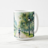 Hardlopen in Barcelona Spanje Waterverf Schilderen Koffiemok (Voorkant rechts)