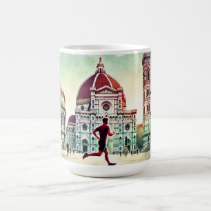 Hardlopen in Florence Italië Waterverf Schilderen Koffiemok