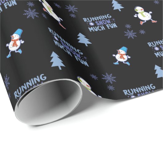 Hardlopen in Koud Weer Kerstman Sneeuwpop Cadeaupapier (Rol Hoek)