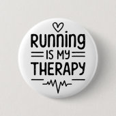 Hardlopen is mijn therapie grappige hardloopquotes ronde button 5,7 cm (Voorkant)