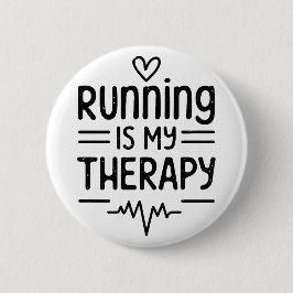 Hardlopen is mijn therapie grappige hardloopquotes ronde button 5,7 cm