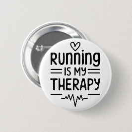 Hardlopen is mijn therapie grappige hardloopquotes ronde button 5,7 cm