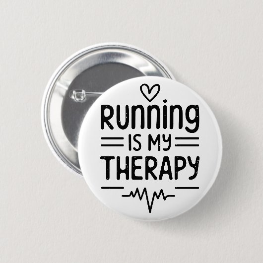 Hardlopen is mijn therapie grappige hardloopquotes ronde button 5,7 cm (Voorkant /achterkant)