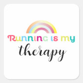 Hardlopen is mijn therapie kleurrijke Rainbow Grap Vierkante Sticker (Voorkant)