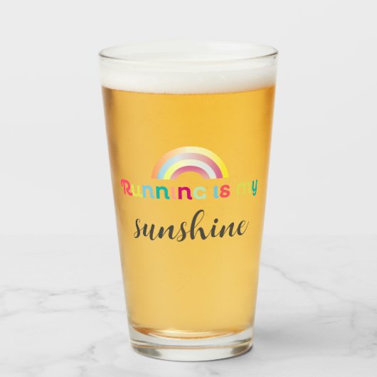 Hardlopen is mijn zonneschijn kleurrijke regenboog glas (Voorkant gevuld)