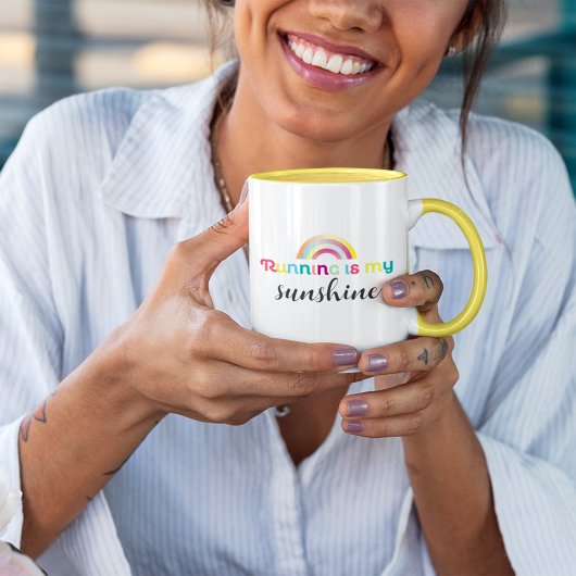 Hardlopen is mijn zonneschijn kleurrijke regenboog mok