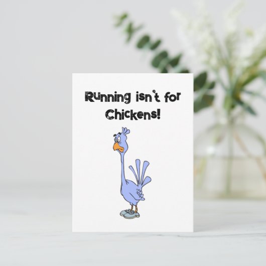 Hardlopen is niet voor Chickens Bird Marathon Cart Briefkaart (Staand voorkant)
