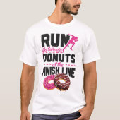 Hardlopen joggen lopen alsof er donuts bij de t-shirt (Voorkant)