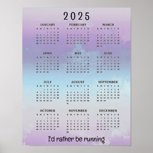 Hardlopen Joggen Ontwerp 2025 Kalender Poster (Voorkant)