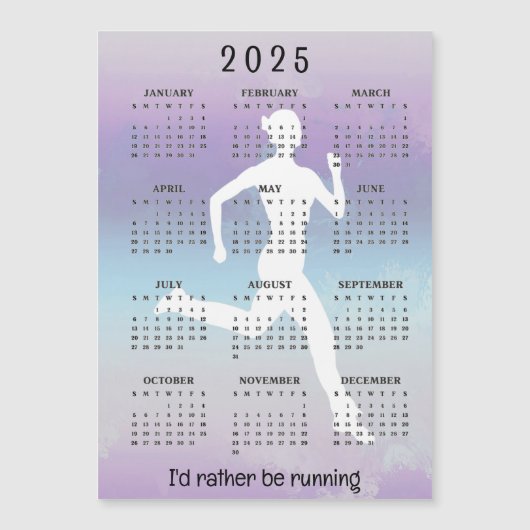Hardlopen Jogging 2025 Kalender Magnetische Kaart (Voorkant)