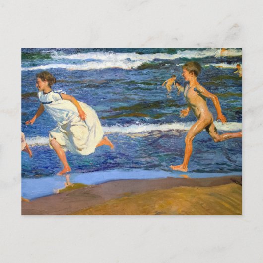 Hardlopen langs het strand door Joaquin Sorolla Briefkaart (Voorkant)