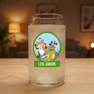 Hardlopen Leuk Bosdier Race Cartoon Blikvorm Glas