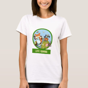 Hardlopen leuk Bosdier Race Cartoon T-shirt