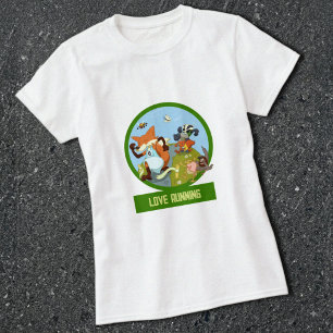 Hardlopen leuk Bosdier Race Cartoon T-shirt